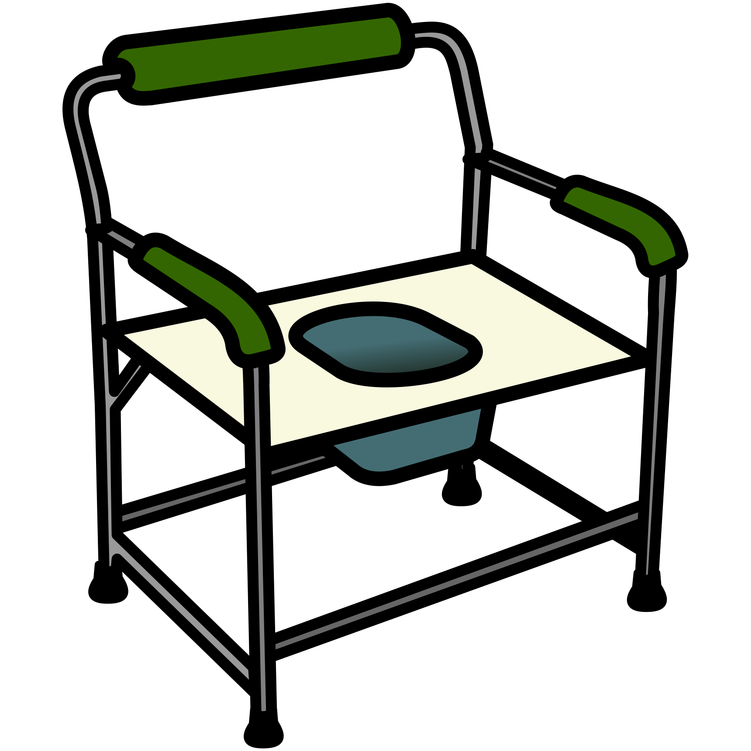 a silver, green and white commode chair